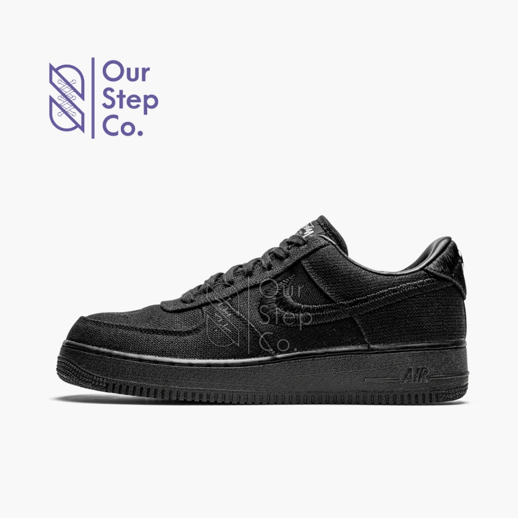 Sepatu Nike Air Force 1 Low X Stussy Black Original BNIB