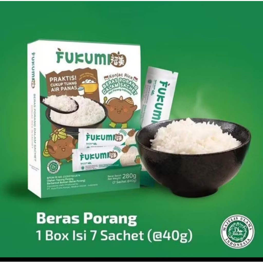 Beras Porang FUKUMI - Tekstur Nasi, Mudah Disiapkan, Praktis Dibawa