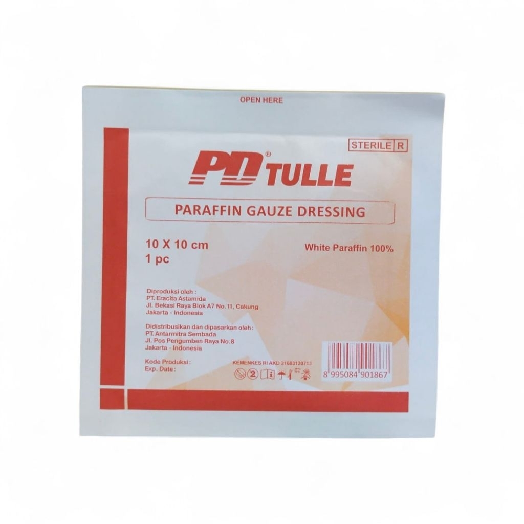 PD TULLE 10 cm x 10 cm per pcs paraffin gauze dressing