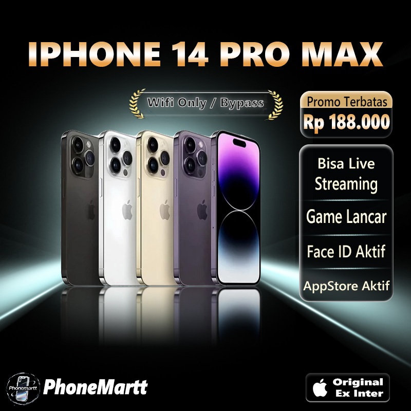 SPayLater IPHONE 14 Pro max ONLY WIFI 128GB/256GB SECOND FULLSET Second HandPhone Garansi 1 Bulan
