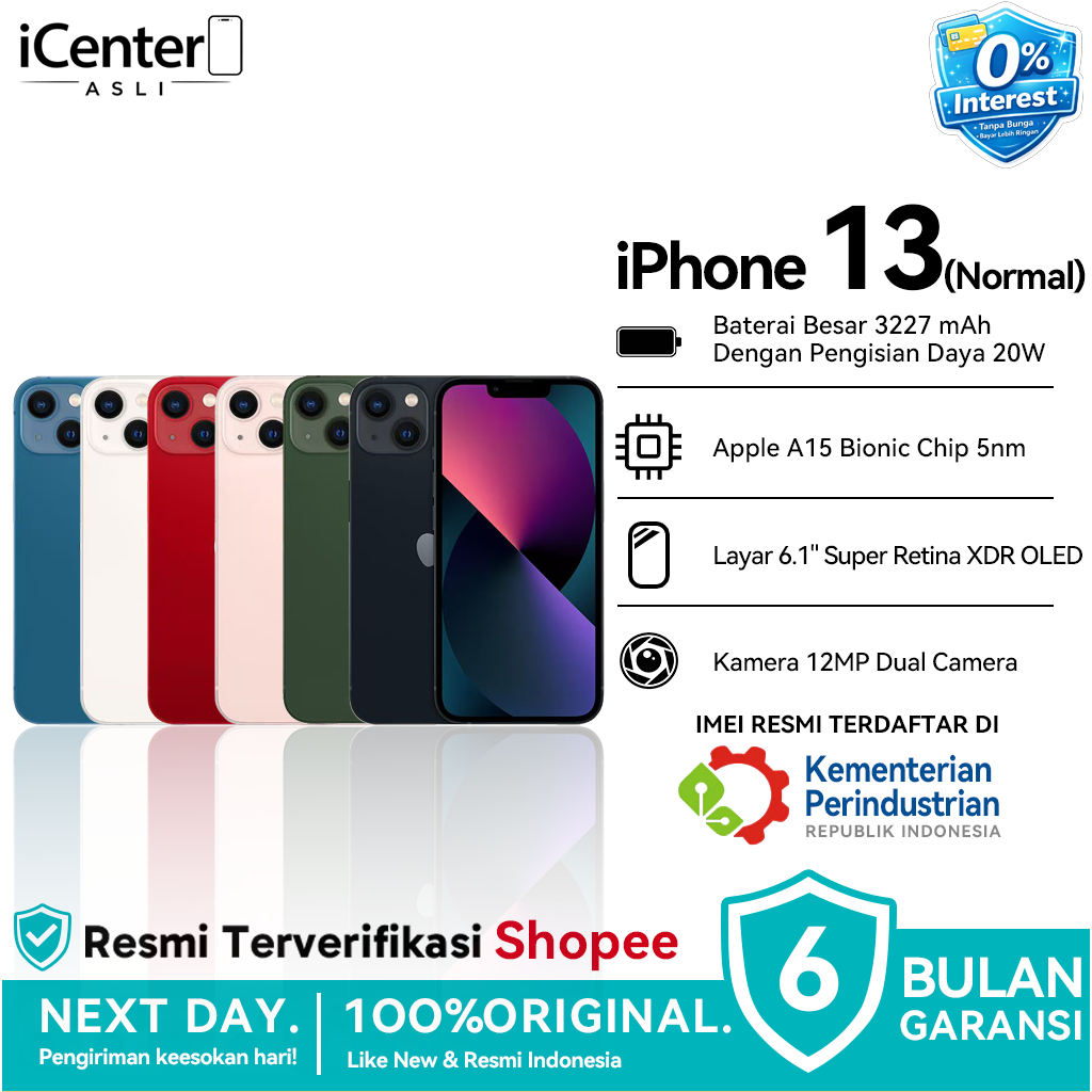 iPhone 13 & 13 Mini Second Normal 128GB 256GB Inter Original 100% Fulset Mulus Like New Good Conditi
