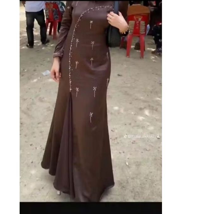 gamis silk maxmara premium mewah mode duyung slimp elegant variasi payet