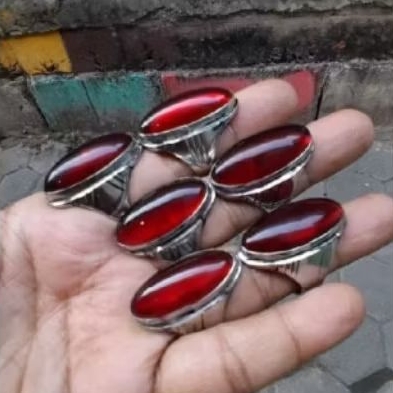 cincin batu akik dlima merah siem mban monel tanam