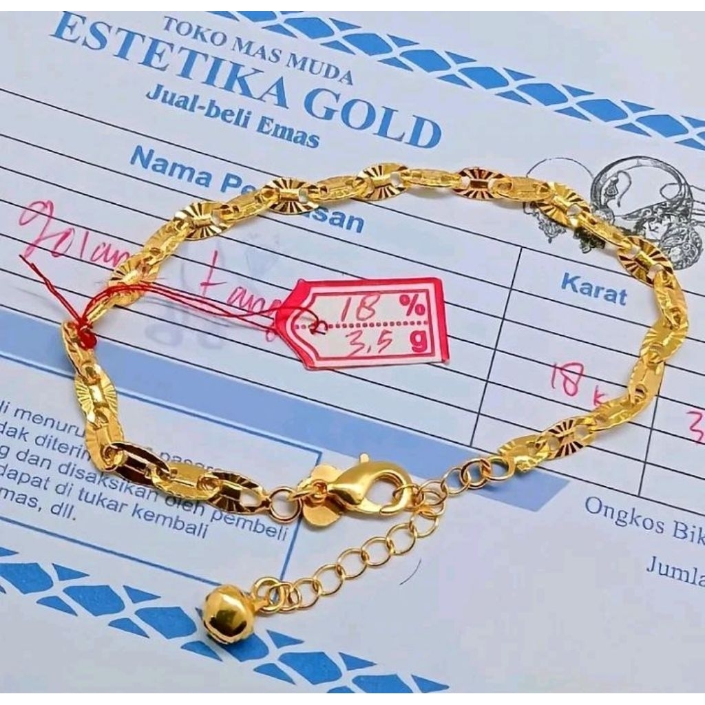 GELANG FASHION DEWASA RANTAI PECAH KOPI BERLAPIS EMAS MUDA FREE SURAT DARI TOKO