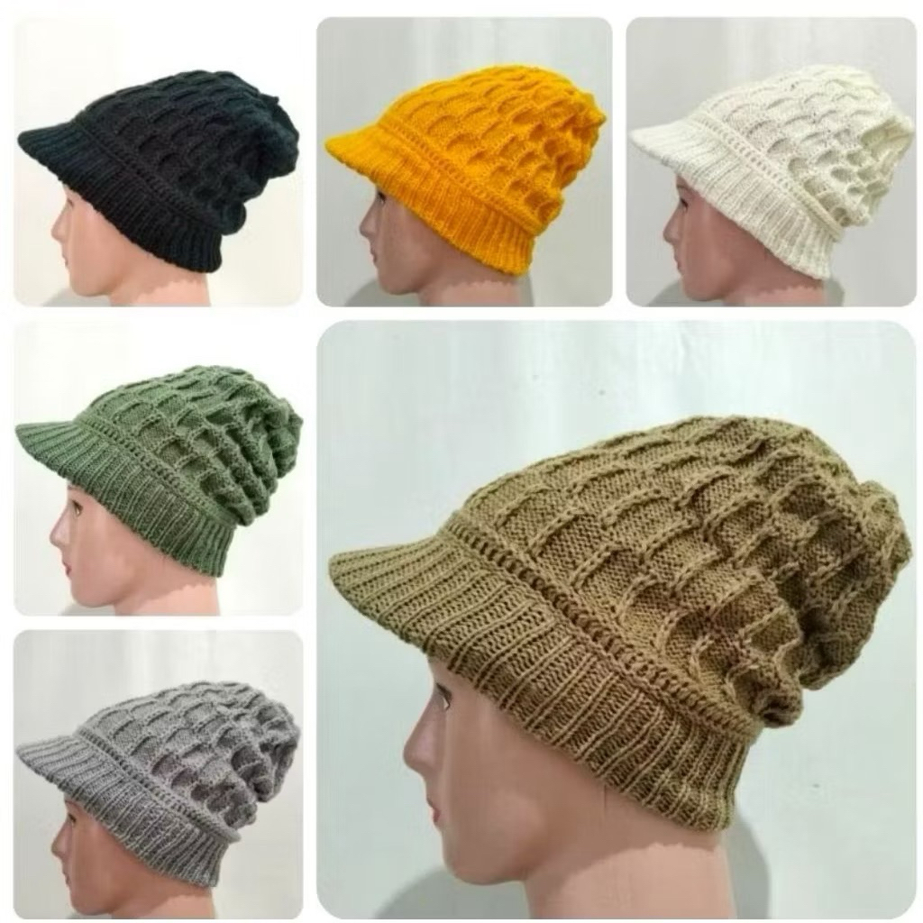 Topi Ciput Rajut Pet / Beanie Hat Vizor Premium