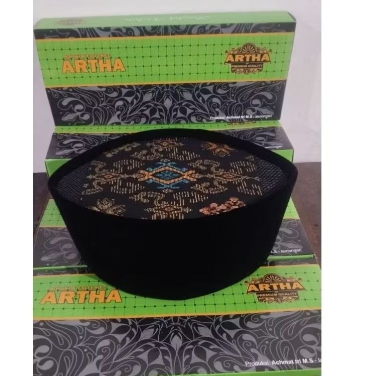 Songkok hitam peci hitam  AC atas motif kain songket