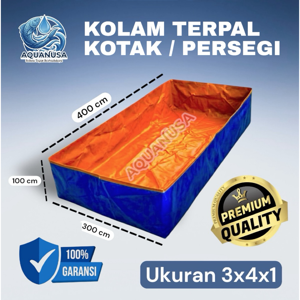 Kolam Terpal Kotak Persegi 300x400x100 / 3x4x1 / 400x300x100 / 4x3x1 Kolam Terpal Berbagai Ukuran