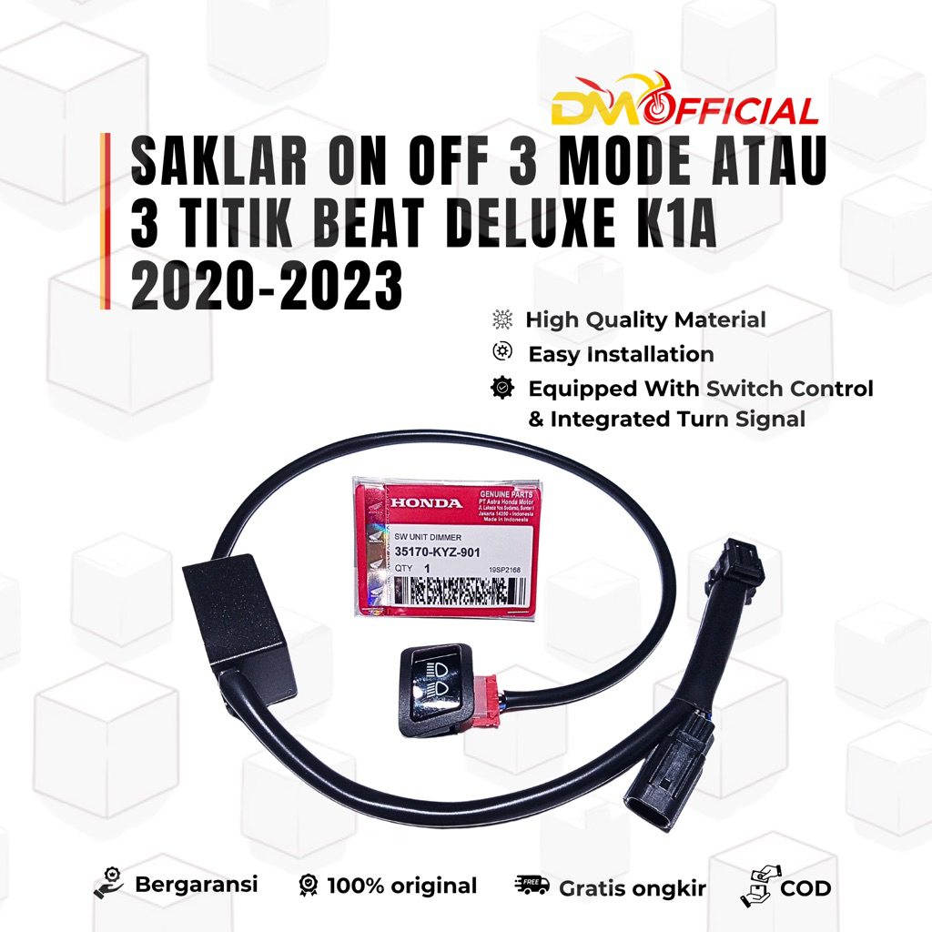 SAKLAR LAMPU BEAT DELUXE K1A TAHUN 2020 - 2023 SAKLAR ON OFF 3 MODE / 3 TITIK
