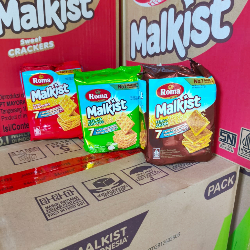 ROMA Malkist 1 DUS ISI 36 (224gr) All Variasi Crackers Abon Kelapa Kopyor
