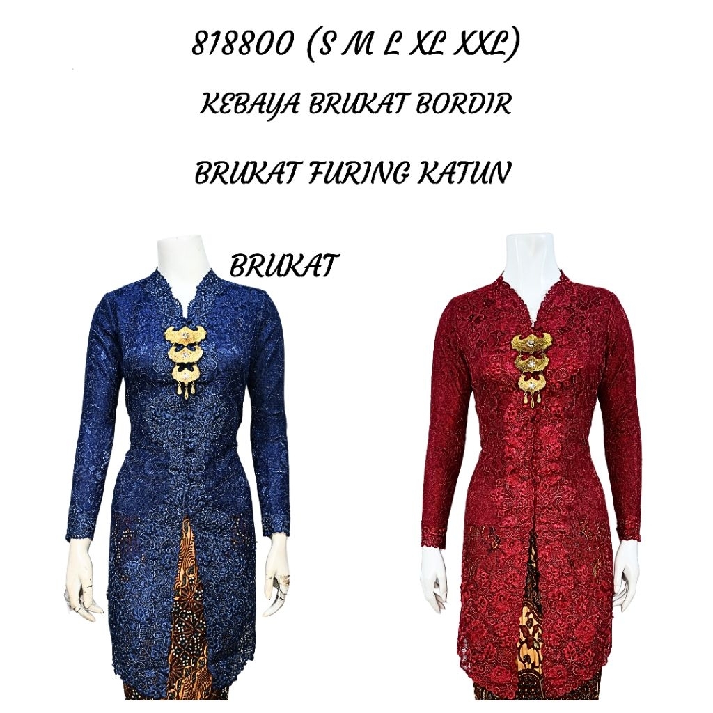 Indah ABAYA KEBAYA BRUKAT BORDIR ENCIM TUNIK MODERN LENGAN PANJANG Furing Katun KEBAYA WISUDA KEBAYA