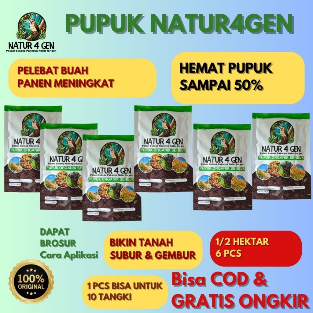 6 Pcs Pupuk Bio Organik Naturagen Pupuk Organik Naturagen Asli - Booster Padi Jagung Sawit - Penghem