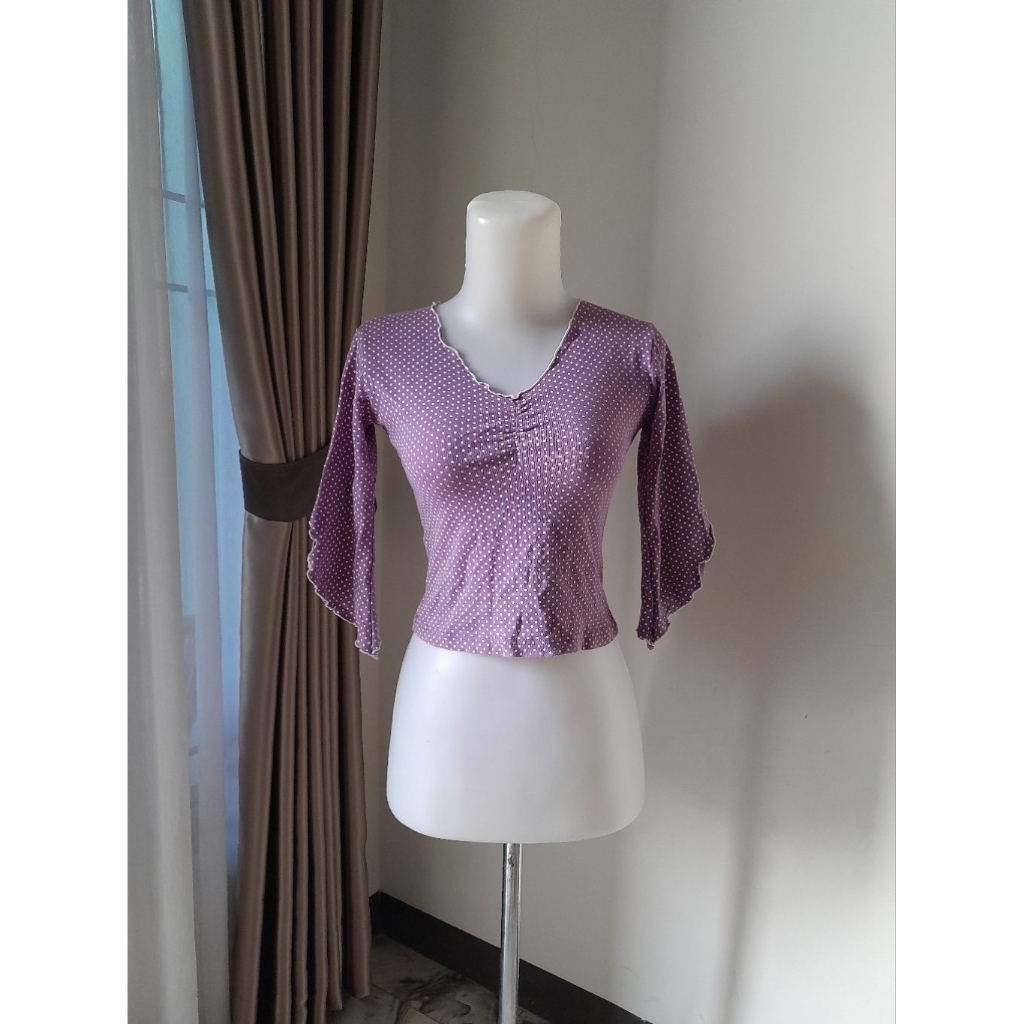 Blouse Polkadot Crop, Croptop Polkadot