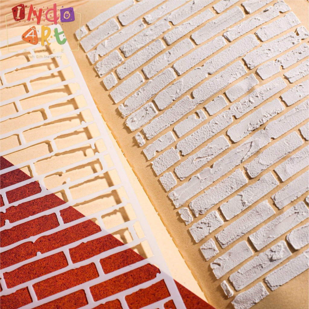 (IAS) 4 pcs Cetakan PET Plastik Stencil Bata  Pagar Set Stensil Yard Fence Brick Wooden Kayu Air Pat