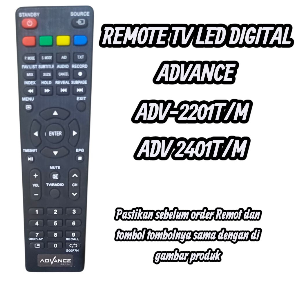 Remote tv Led Advance adv 2201T /adv2401T tanpa seting