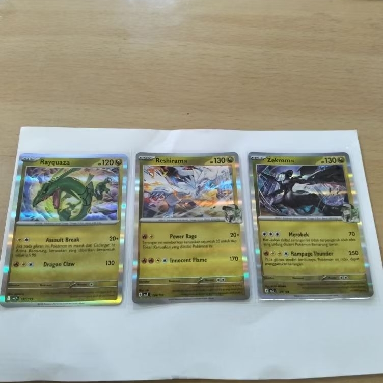 Kartu pokemon Holo Reshiram Rayquaza Zekrom TCG Indonesia