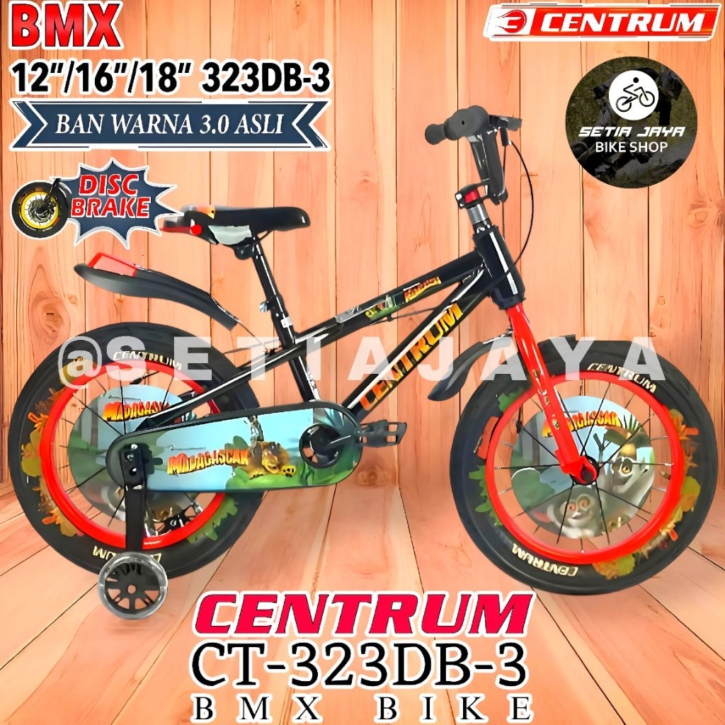 Sepeda Anak BMX 16" Inch CENTRUM CT-323DB-3 MADAGASKAR, Frame Steel, Rem Cakram, Ban Jumbo 3.0, Sepe