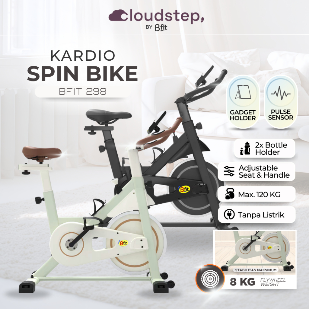 BFIT Sepeda Statis 298 Spin Bike Sepeda Olahraga Cardio Portable Alat Fitness Gym