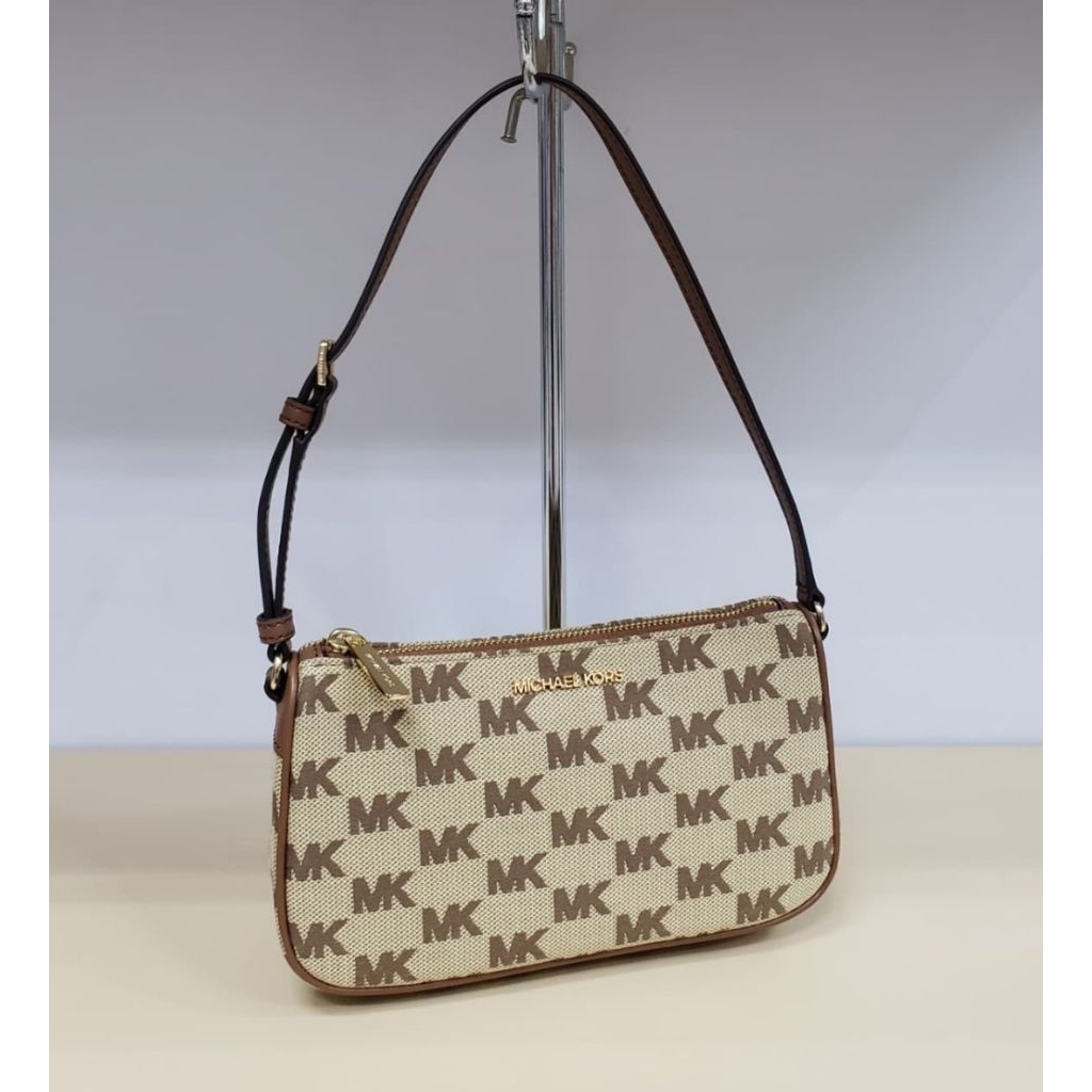 Ready Mk 38S5GJ6U8J, Jet Set Md Pouchette. 22,5x13x6cm, Canvas Beige / Ebony  (Butik).