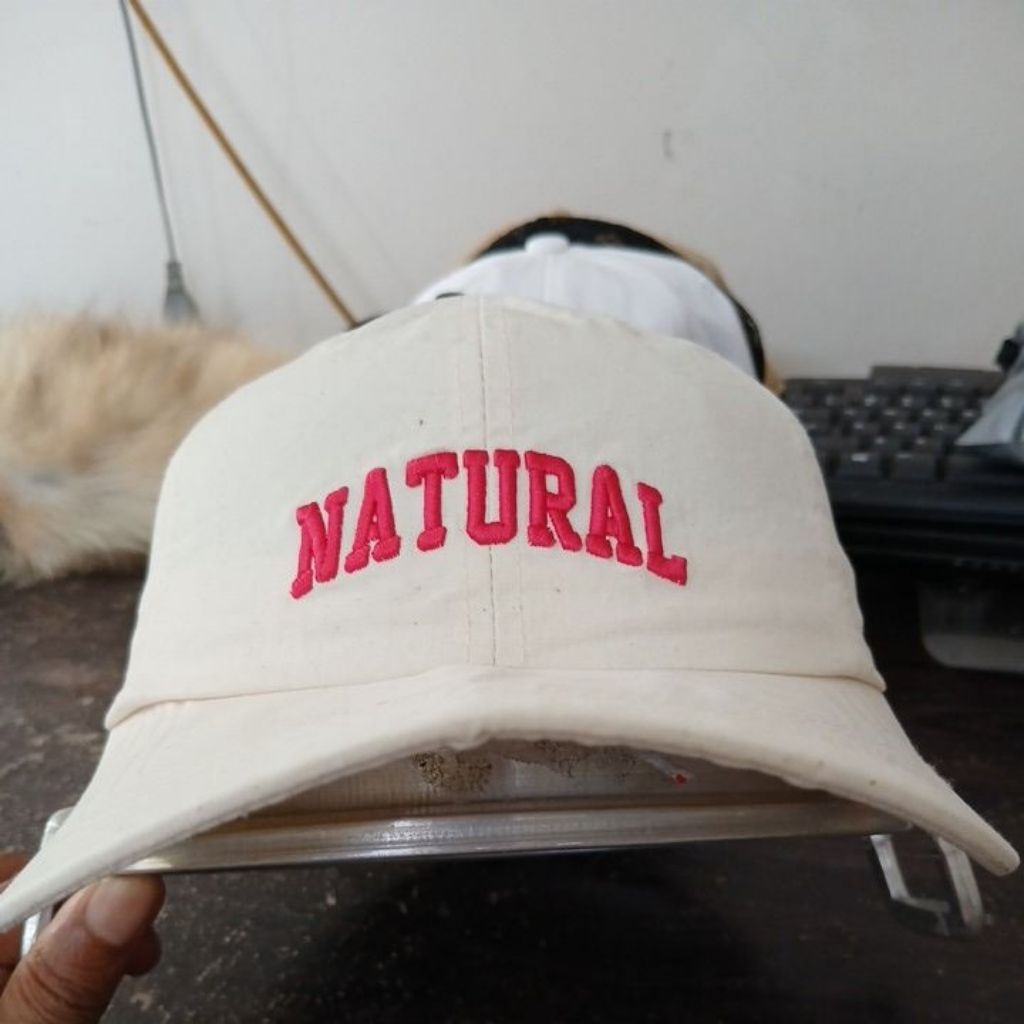 Topi baseball bahan katun warna broken White logo bordir HOMERUN CAP second Original allsize stelan 