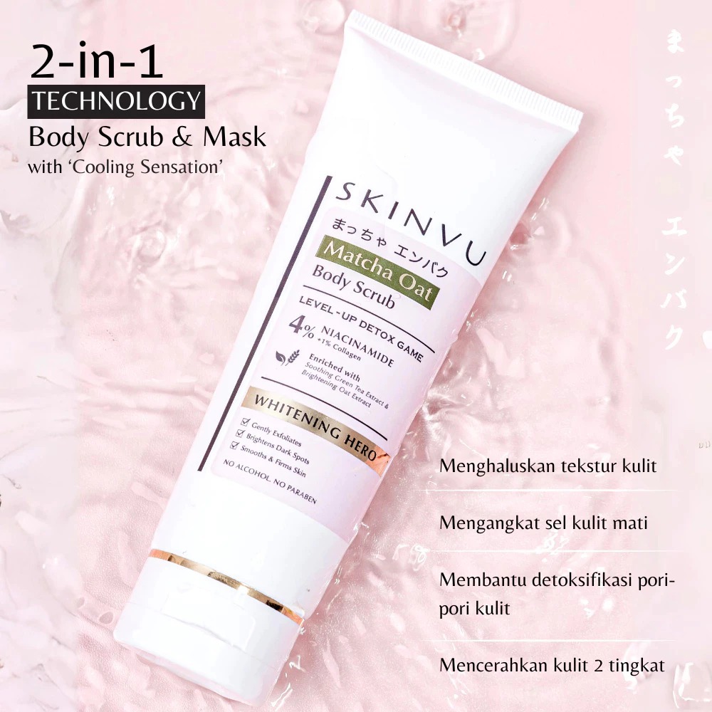 SKINVU Matcha Oat Body Scrub Whitening Hero 100g - Body Care Skinvu - Rumah Cantikkk