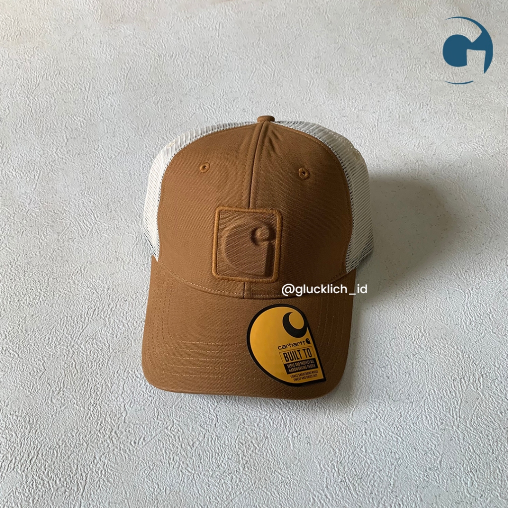 Carhartt, Canvas Logo C Trucker Hat in Brown