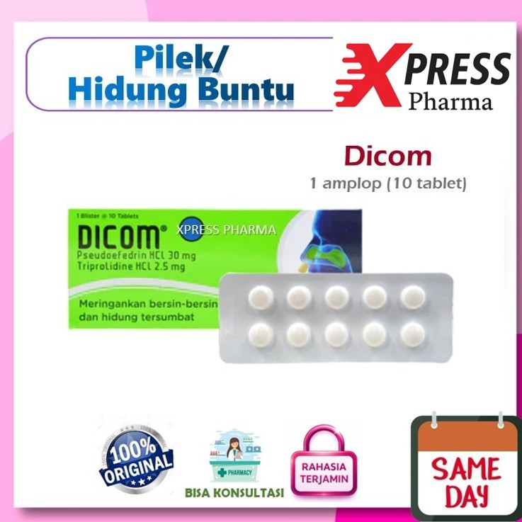 XPRESS  Dicom STRIP 10 Tablet Obat Pilek Alergi Flu Bersin - Bersin Bersin Dikom Di Kom Di Com Zh