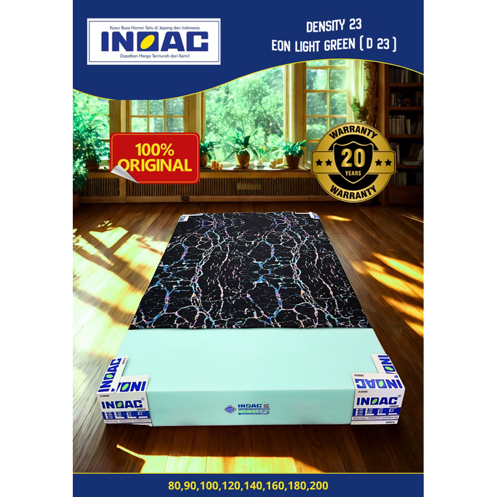 Kasur Busa INOAC DENSITY 23 , EON LIGHT GREEN 120x200x20 Original D23 Tebal 20cm GARANSI 20 Tahun D 