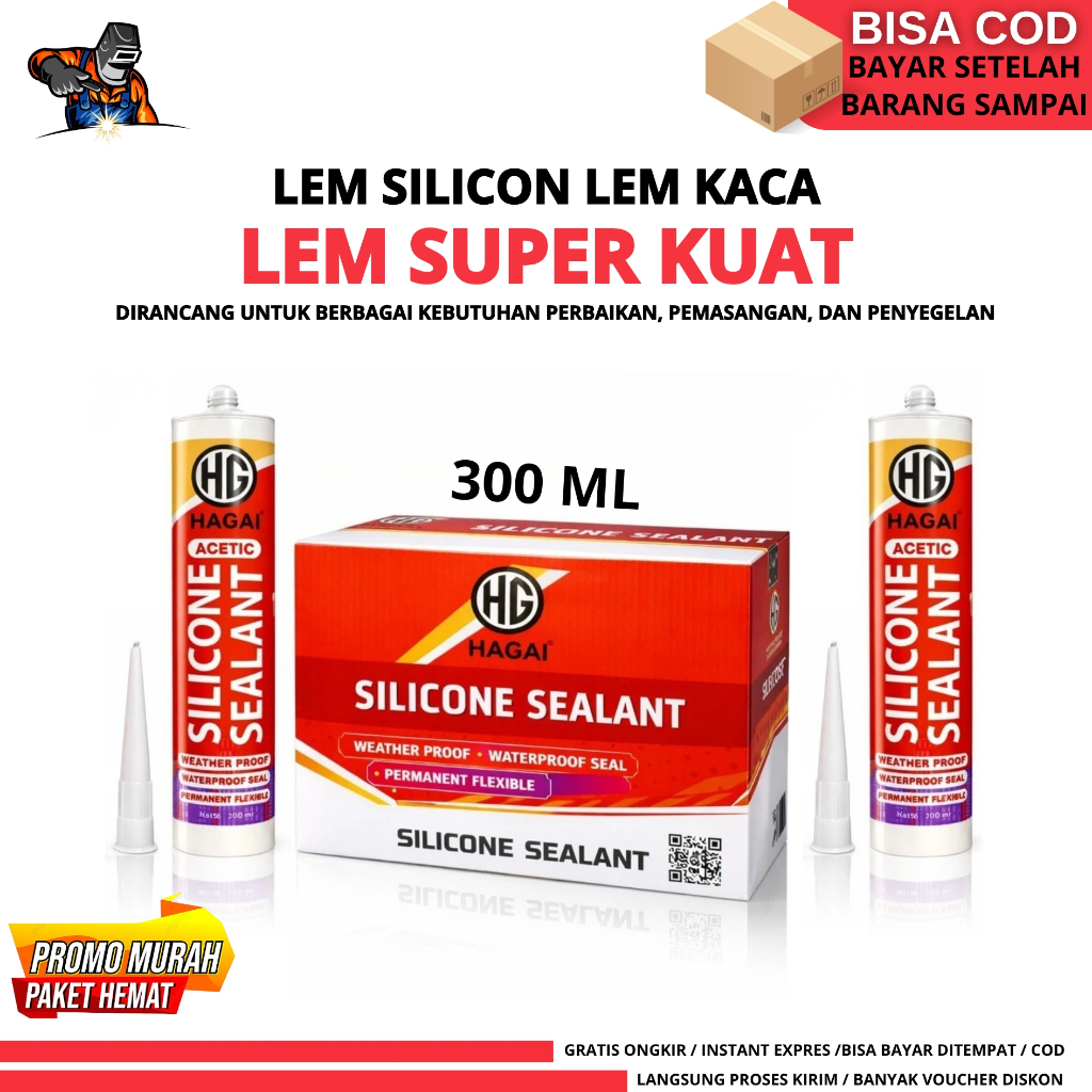 HAGAI Lem Silicon Sealant Lem Kaca Aquarium - Lem Super Kuat Alumunium HAGAI lem silikon sealant