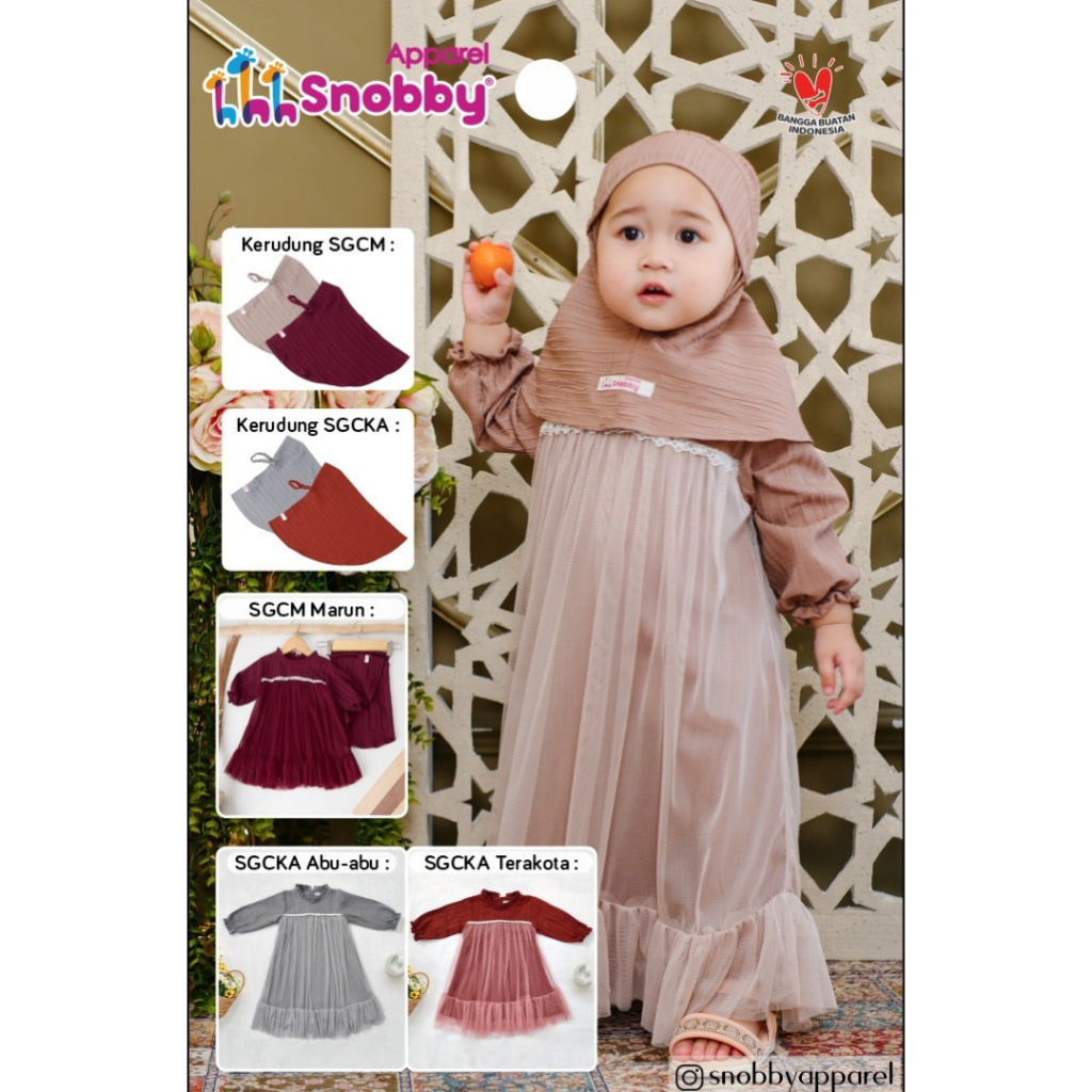BAJU GAMIS BABY CRUSH | SNOBBY (SGCKA09) | SET GAMIS ANAK 1-3THN | DRESS ANAK LUCU