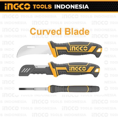 Cable Stripping Knife (Curved 8") INGCO HPK82001 Pisau Bengkok Kupas Pengupas Kabel Stainless Steel