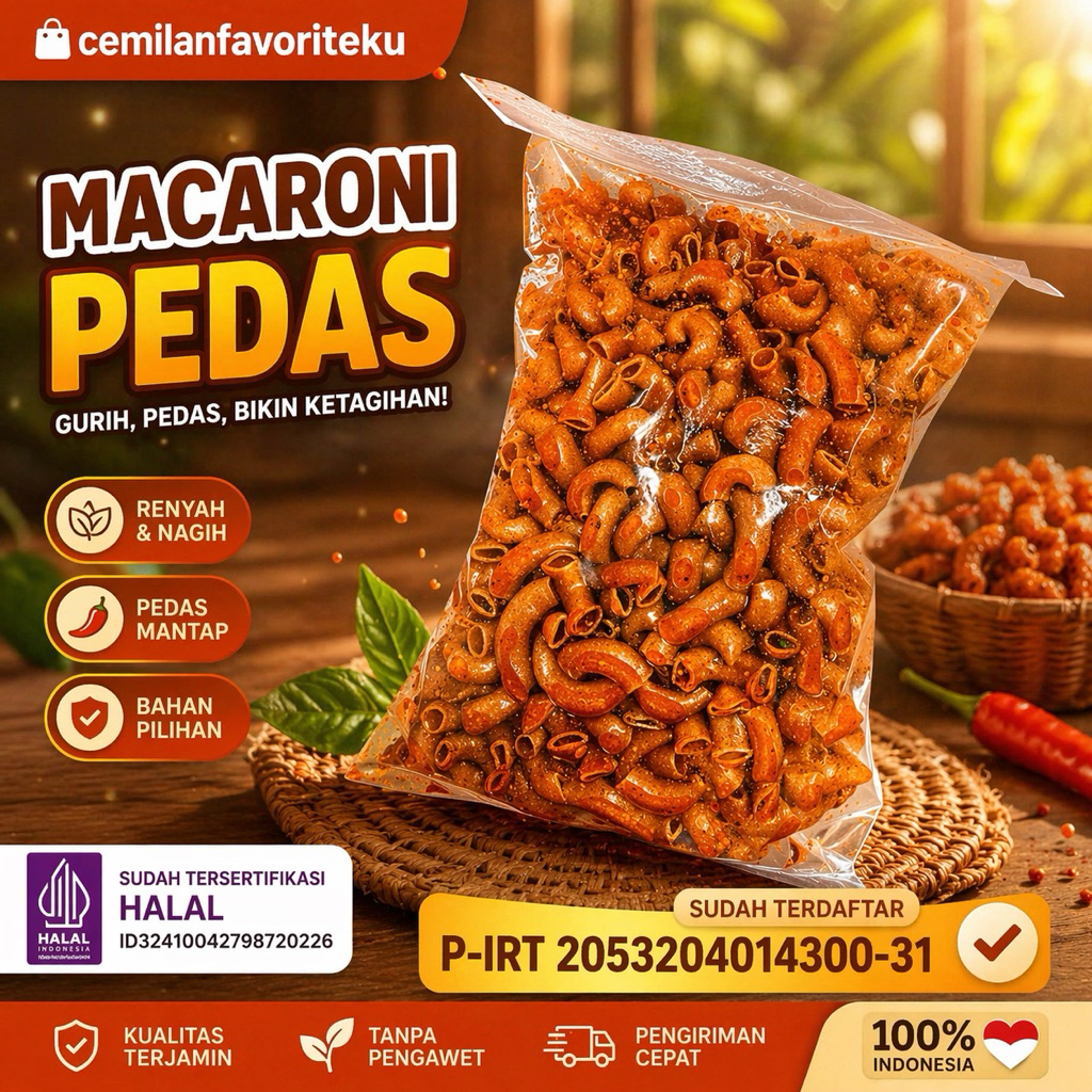 Makaroni Cikruh Pedas 250grm daun jeruk | Makaroni kriuk pedas daun jeruk