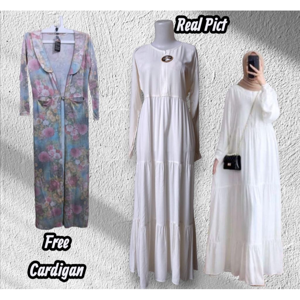 Gamis Rayon Susun Poetri Free Cardigan
