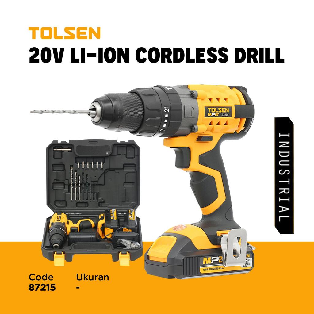 Tolsen Mesin bor cordless / bor baterai / bor listrik / Impact Drill 20V Li-Ion Cordless Industrial 