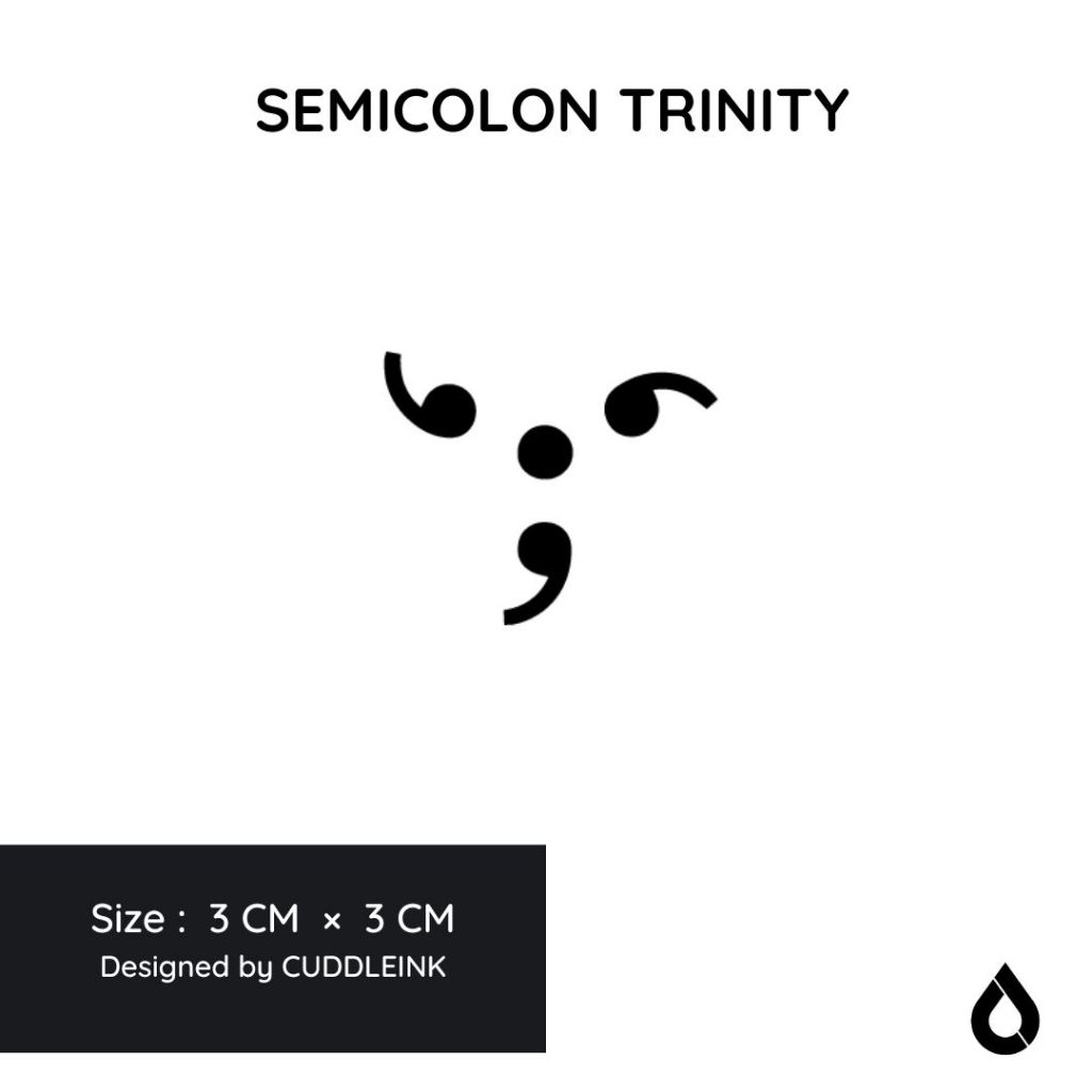 "Semicolon Trinity" CUDDLEINK Matte Ink Temporary Tattoo