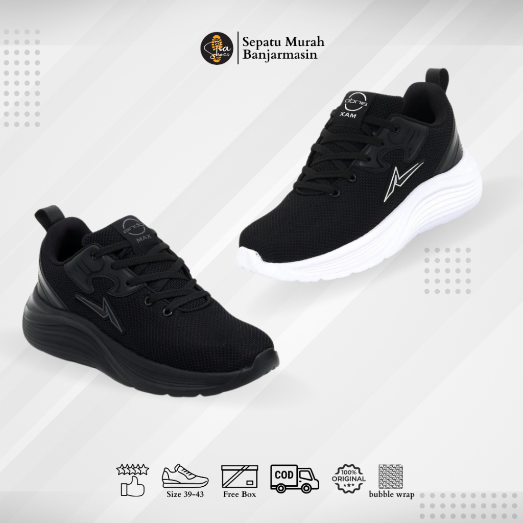 SEPATU ANDO HYDRO / SEPATU ANDO ORIGINAL PRIA WANITA / Sneakers Dewasa Tali Hitam Putih Dan Hitam
