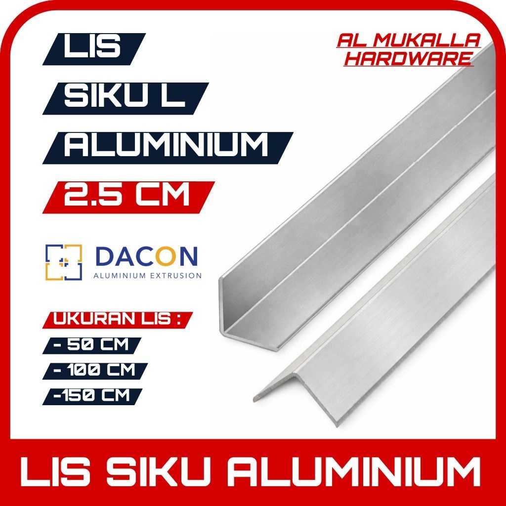 Lis Siku Aluminium Dacon 25 x 25 mm | List Siku L aluminium Sudut