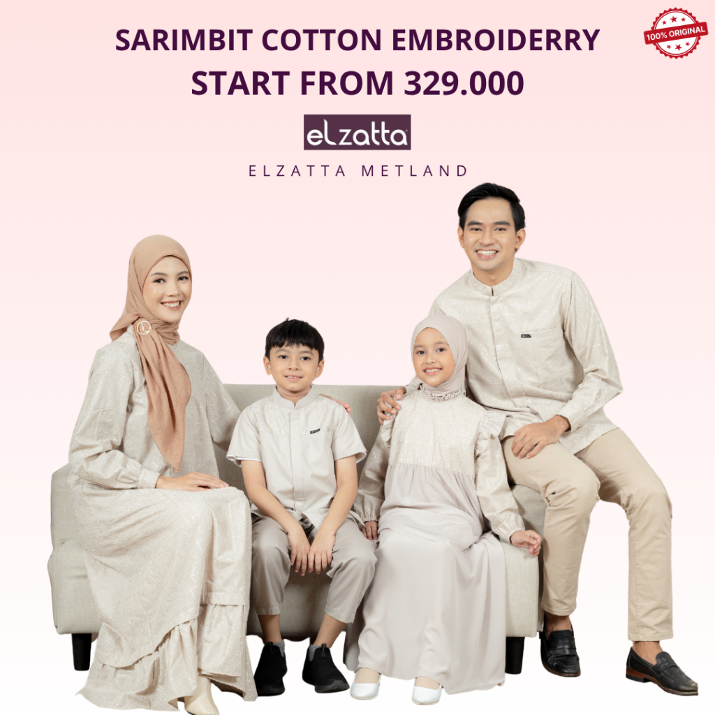 SARIMBIT COTTON EMBROIDERRY PUTIH DAN HITAM Elzatta Baju muslim couple keluarga terbaru 2025 limited