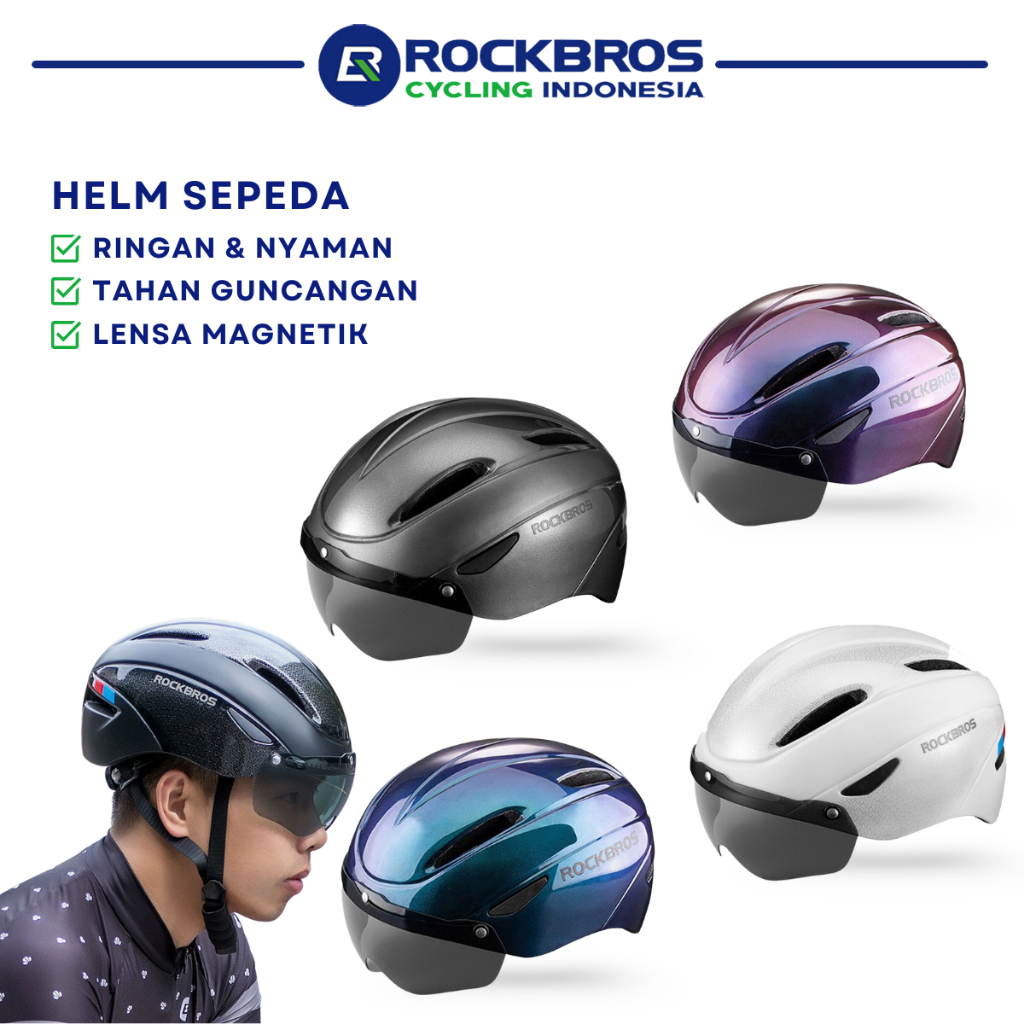 ROCKBROS WT-018S Helm Sepeda Gowes Ultralight Helmet With Magnetic Glasses Helm MTB Roadbike Seli