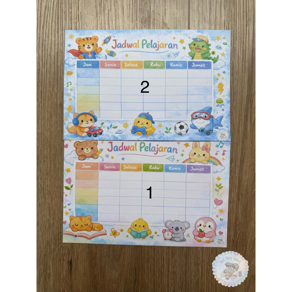 kertas jadwal pelajaran / kertas pengingat jadwal pelajaran (horizontal)