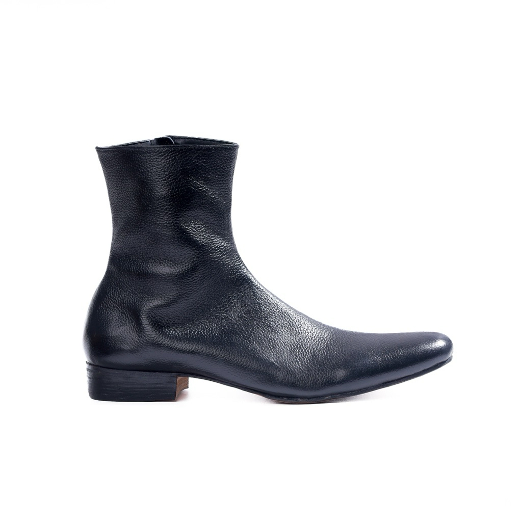 M&T - Sepatu Boots Cowboy Pria Kratos Black Leather