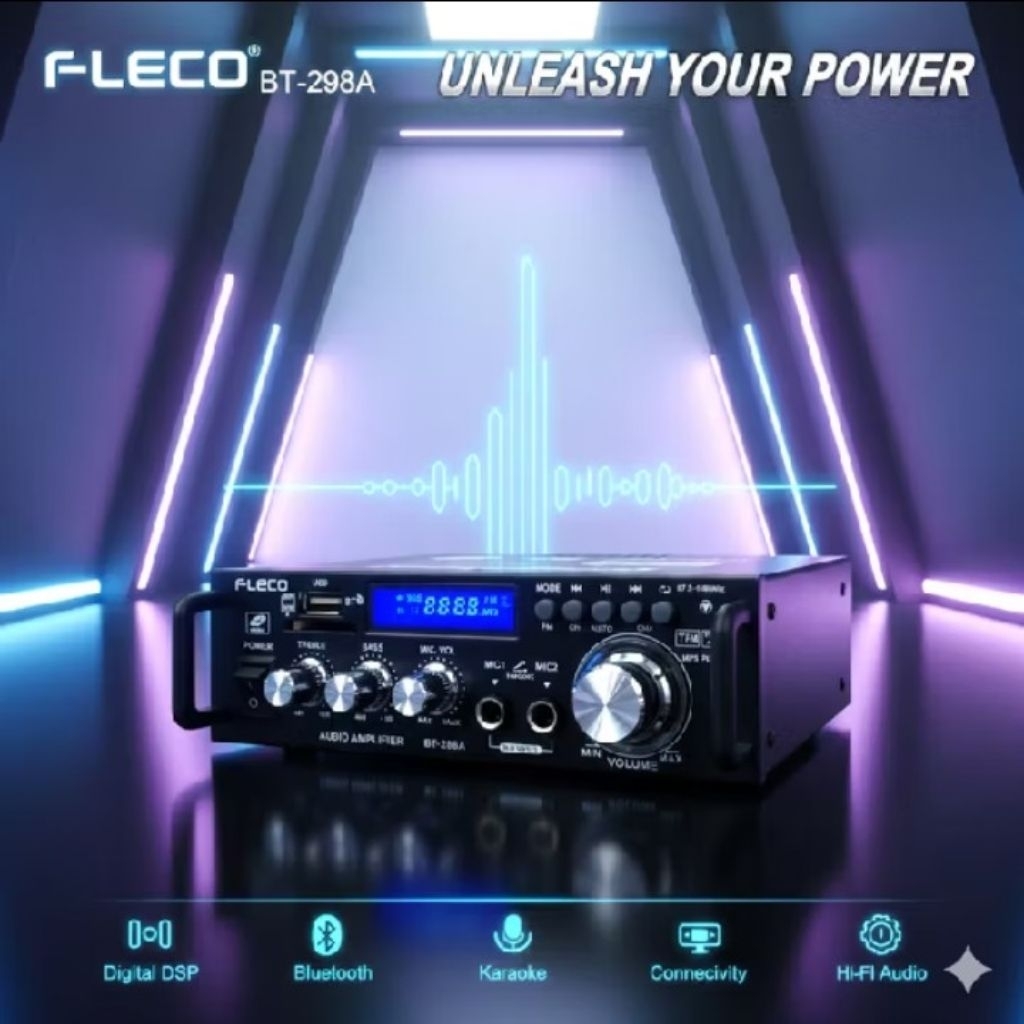 POWER AMPLIFIER BLUETOOTH TERBARU 2026 FLECO AMPLIFIER SUBWOOFER KARAOKE SUPER BASS