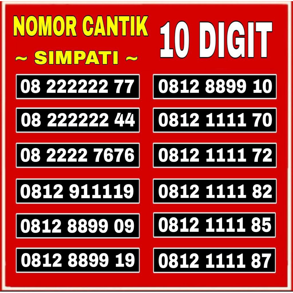 Nomor Cantik Simpati 10 Digit - Kartu Perdana Telkomsel Simpati 10 Digit
