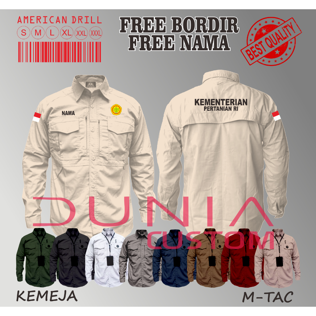 Kemeja Tactical M-TAC Kemeja Tactical Outdoor Kemeja Lapangan Kemeja Tactical Full Bordir Kementeria