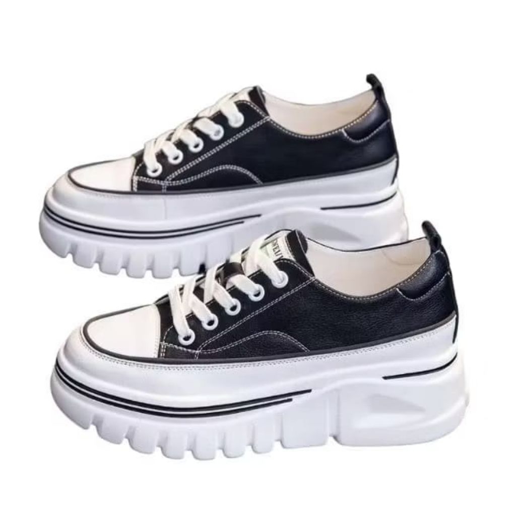 Sepatu Sneakers Wanita Bertali Sneakers Wanita Kasual Bahan Kanvas PCNEW