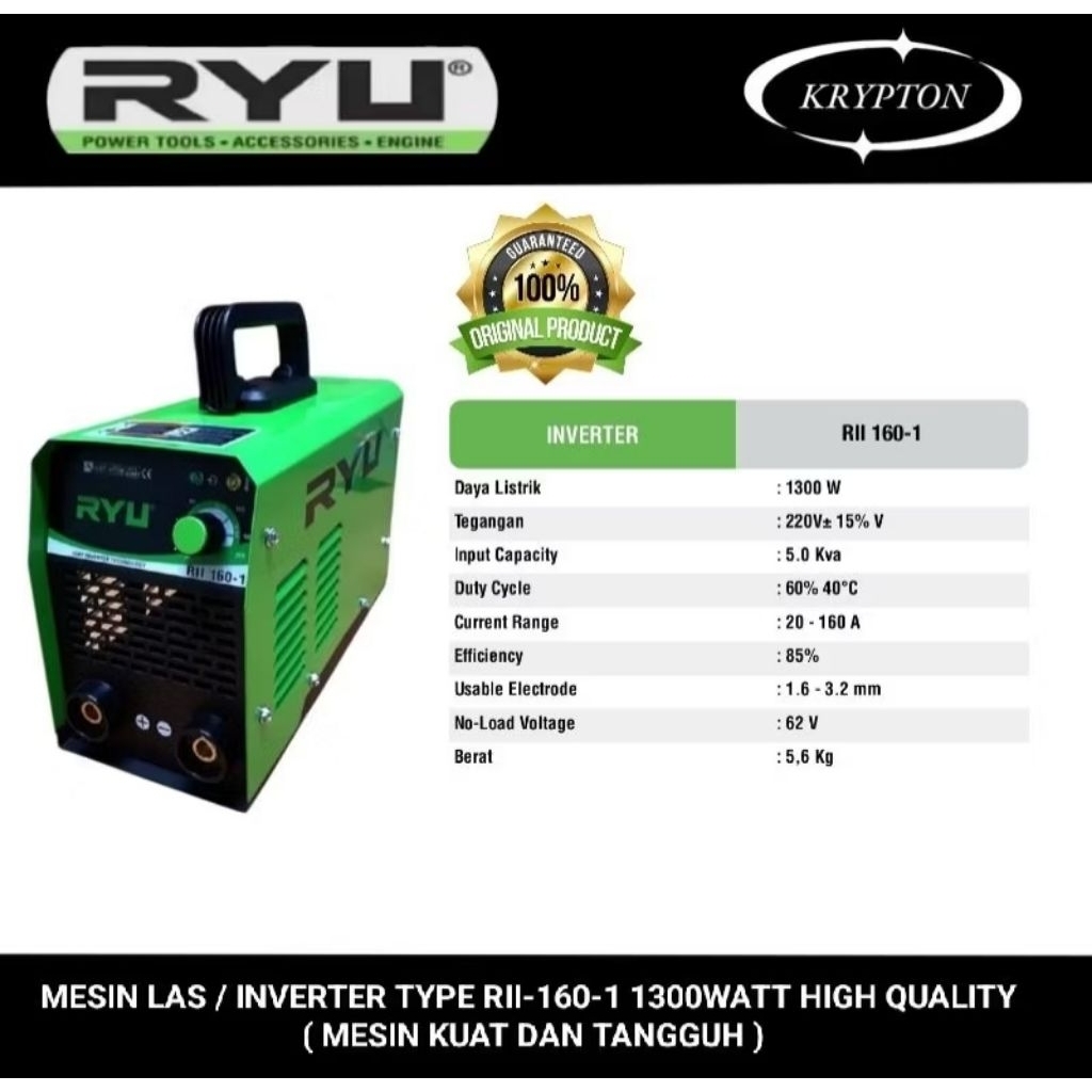 Ryu by tekiro Mesin las inverter jaminan asli original