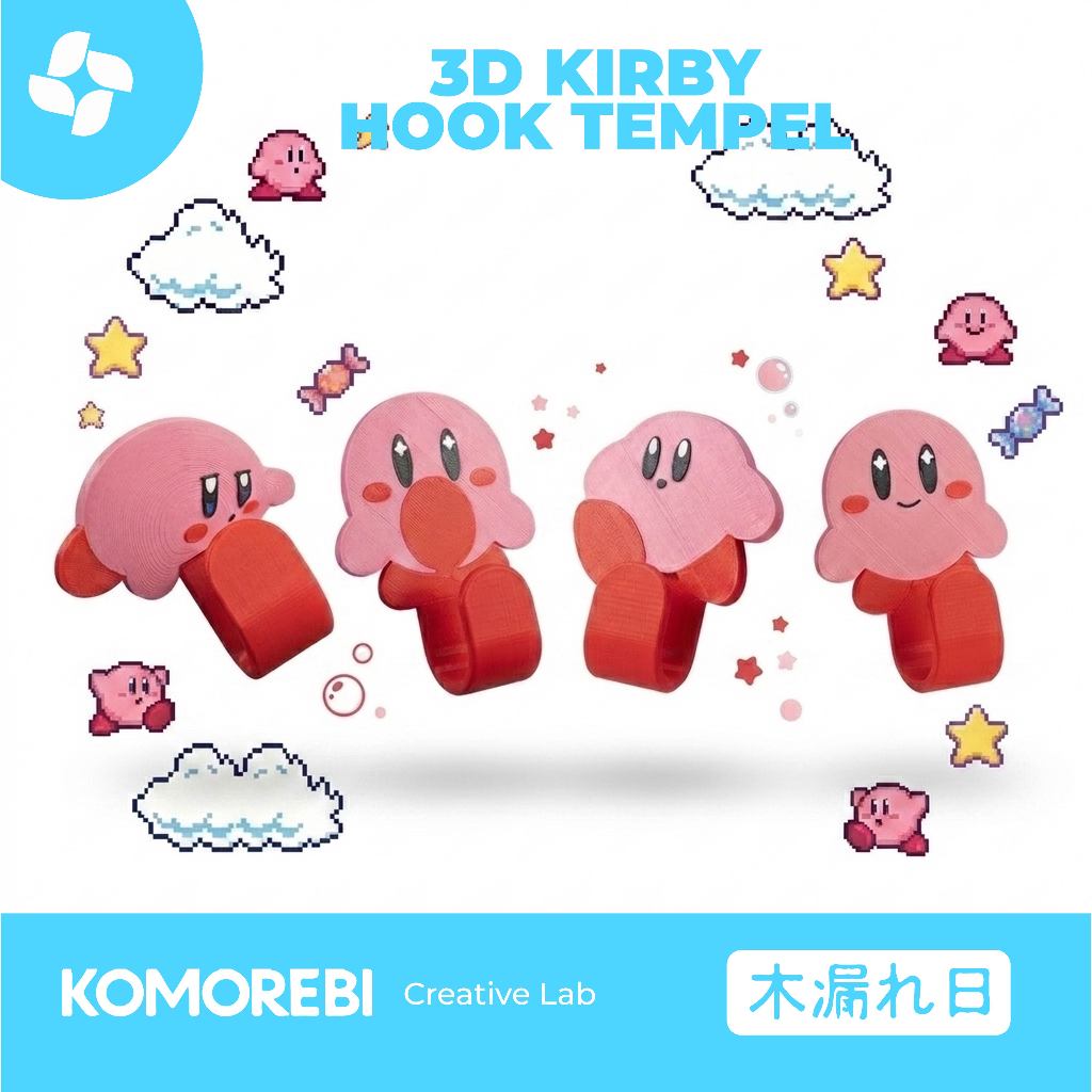 Gantungan Dinding Kirby Hook Tempel Karakter Lucu Dekorasi Kamar Wall Hook Serbaguna Pink Gantungan 