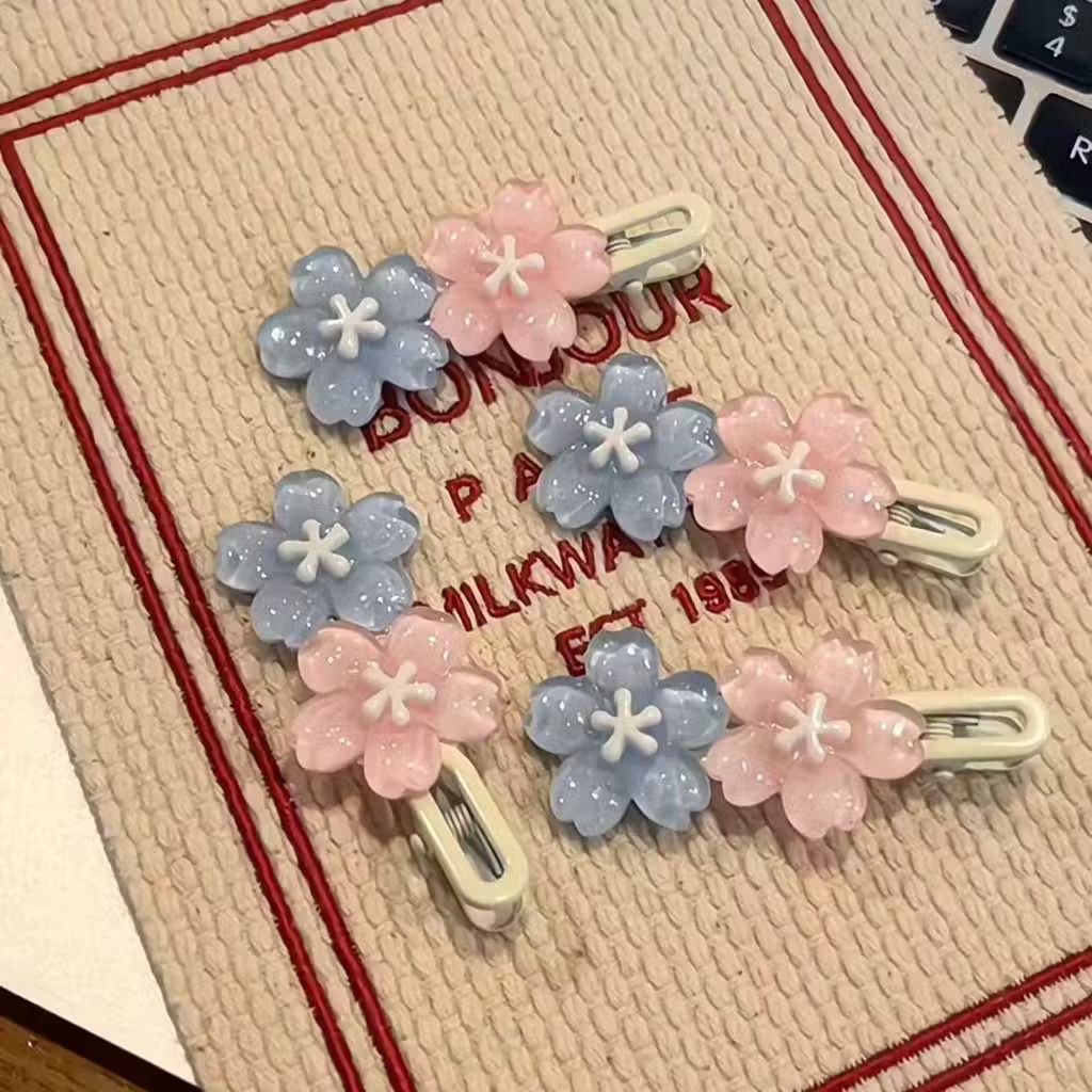 Jepit rambut bunga Flower Pink/Blue