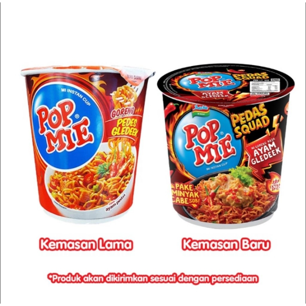 pop mie mie instan cup goreng pedas geledek ayam pedas.75 gr