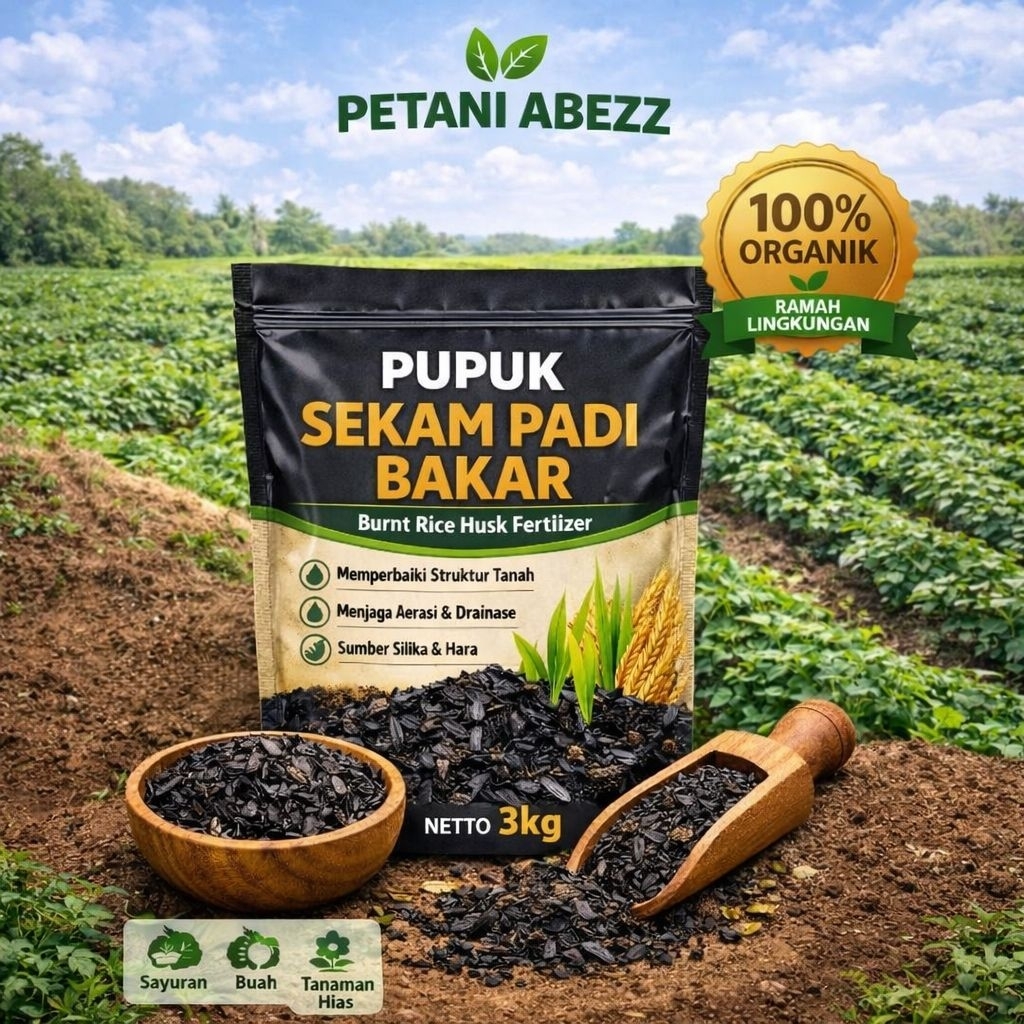 Sekam Padi Bakar 3 Kg / Sekam Padi Bakar Super Halus Media Tanam Sayur & Tanaman Hias – 100% Organik
