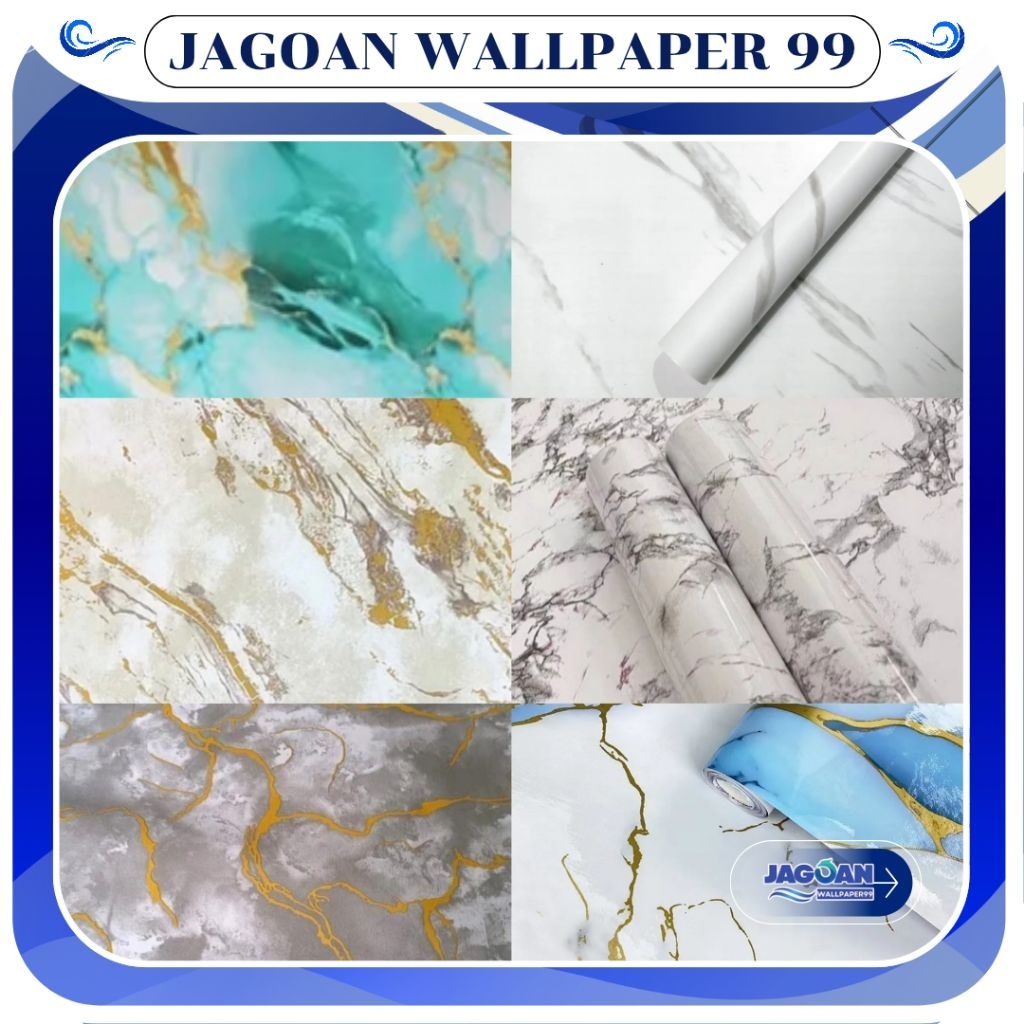 Wallpaper Sticker Dinding Marmer 3D Pvc Anti Air Anti Jamur